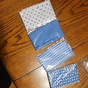 Blue Patterned Purse Scarf Bundle - Polka Dot, Gingham & Floral Prints